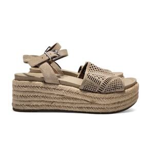 Franco Sarto Tennia Beige Suede Espadrille Platform Wedge Sandals Women's 6 M